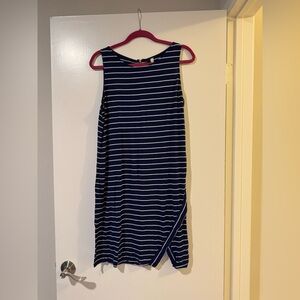 Kensie Navy and White Striped Sleeveless Dress size large